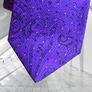 $550 BRIONI Purple Paisley Foulard Formal Medallion Geometric Silk Tie Italy